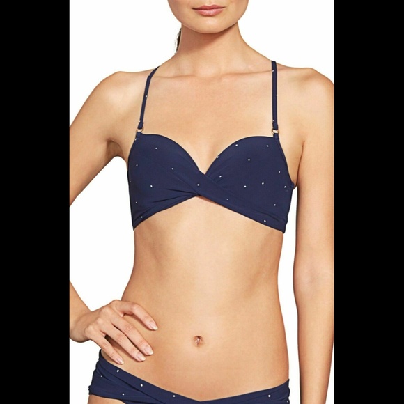 NWD $114‎ Robin Piccone Jennie Twist Bikini Top in Navy [ SZ Small ] - Picture 3 of 12